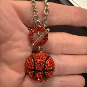 Glamorous Red Crystal Basketball Necklace